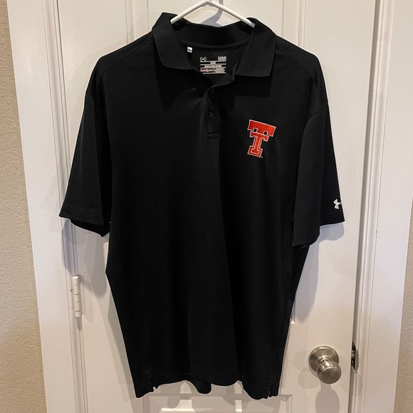 Under Armour Other - Under Armour Men’s black polo size large, Texas tech, loose, heat gear.